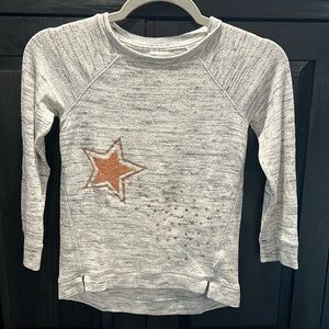 Girls gray sweater with gold glitter shooting star, S (6/6x)
